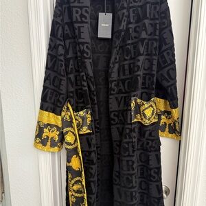Versace Black Textured Robe- Unisex